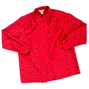 Vintage Atomic Print Rockabilly MCM Novelty Retro Blouse 12